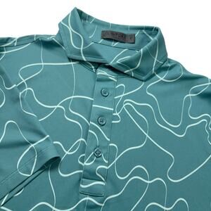 G/fore Golf Polo Men's Size Small Blue Print Short Sleeve Performance Activewear